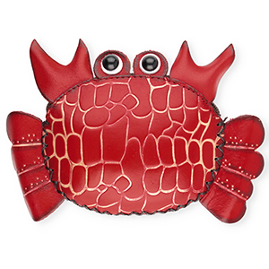 Leather purse crab Red-Sand Beige-Black-White