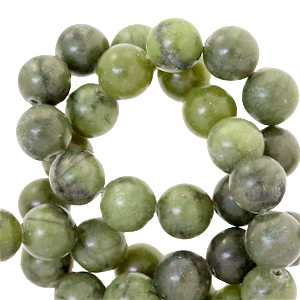 Natural stone beads Serpentine 4mm Olive Green