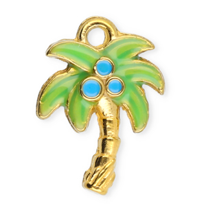 Stainless steel charms palmtree Gold-Green-Blue