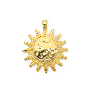 DQ&reg; European metal charms sun Goud (Nikkelvrij)