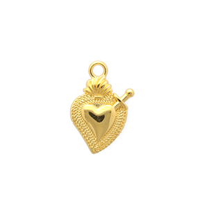 DQ&reg; European metal charms heart Goud (Nikkelvrij)