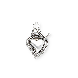 DQ&reg; European metal charms heart Antiek Zilver (Nikkelvrij)