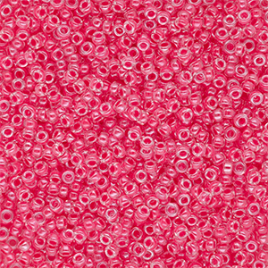Miyuki seed beads 15/0 Carnation Pink Lined Crystal 15-0208