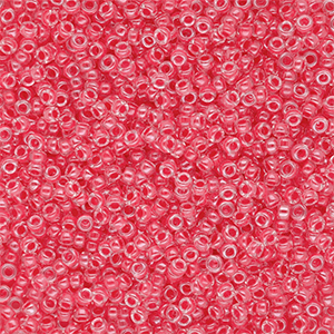 Miyuki seed beads 15/0 Coral Lined Crystal 15-0204