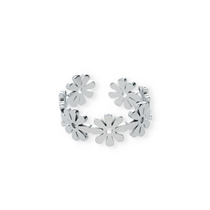 Stainless steel rings flower Silver