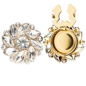 Brass TQ metal button covers flower Gold-Crystal