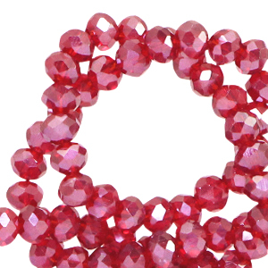Top faceted beads 8x6mm disc Raisin Torte Red-Amber Coating