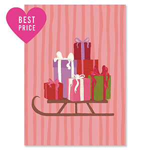 BY31&reg; Jewellery cards sleigh with gifts Pink-Red-Purple-Green