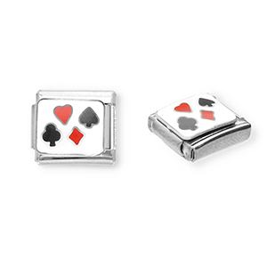 Stainless steel charms for italian bracelet playing card Silver-White-Red-Black