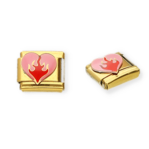 Stainless steel charms for italian bracelet heart Gold-Pink-Red