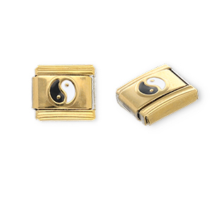 Stainless steel charms for italian bracelet Yin & Yang Gold-Black-White