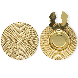 Stainless steel button covers round rattan-look Gold