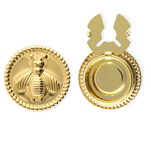 Stainless steel button covers round with bee Gold