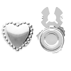 Stainless steel button covers heart Silver