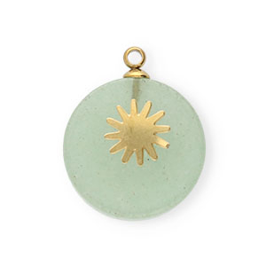 Stainless steel charms sun Gold-Green Ash