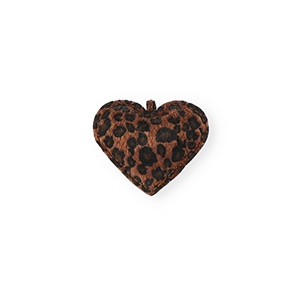 Statement charms heart with leopard print Dark Brown-Black