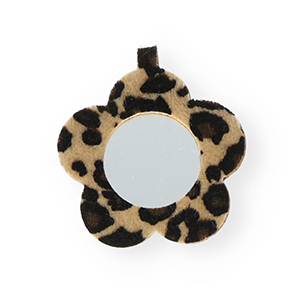 Statement charms mirror flower with leopard print Beige-Dark Brown-Black