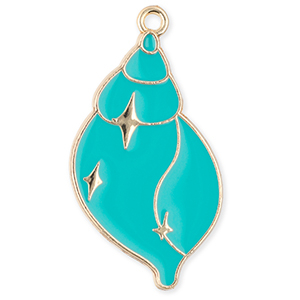 Metal charms shell Gold-Turquoise