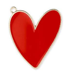 Metal charms heart Gold-Red