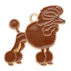 Metal charms poodle Gold-Brown