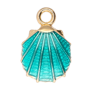 Metal charms shell Gold-Teal Green