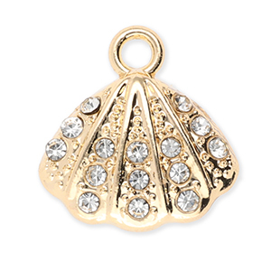 Metal charms shell with strass Gold-Transparent