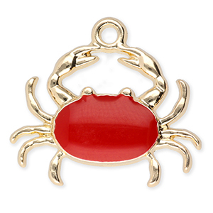 Metal charms crab Gold-Red