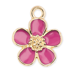 Metal charms flower Gold-Dark Pink