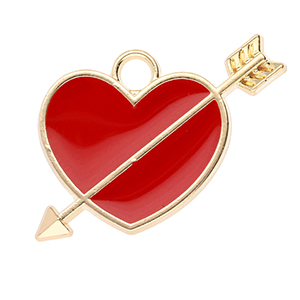 Metal charms heart with arrow Gold-Red