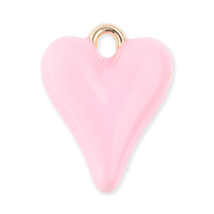 Metal charms heart Gold-Light Pink