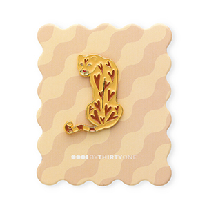 BY31&reg; Pin leopard on card Beige-Brown-Red-Gold