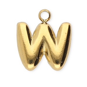 Stainless steel charms letter W Gold