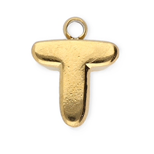 Stainless steel charms letter T Gold