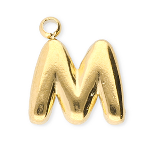 Stainless steel charms letter M Gold