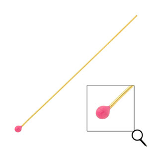 BY31&reg; Stainless steel findings headpins with ball 70mm Gold-Magenta Pink