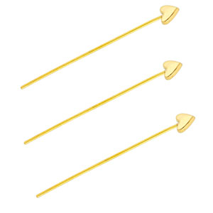 BY31&reg; Stainless steel findings headpins with heart 35mm Gold