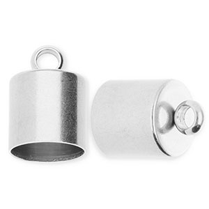 Stainless steel findings end cap &Oslash;10mm with loop Silver