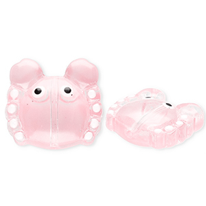 Handmade glass beads crab Transparent Coral Pink-White-Black