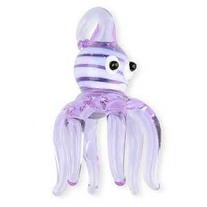 Handmade glass charms octopus Transparent Light Purple