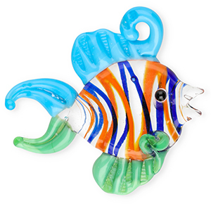Handmade glass charms fish Transparent-Blue-Green-Orange