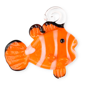 Handmade glass charms clownfish Orange-White-Black