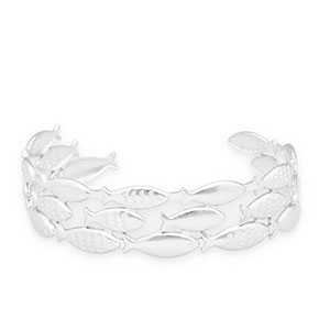 Stainless steel bracelets bangle fish Silver