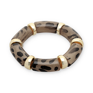 Bracelets resin with leopard print Gold-Transparent Light Amber Brown-Black
