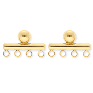 BY31&reg; Stainless Steel findings earrings&nbsp;/&nbsp;earpins bar with 4 loops Gold