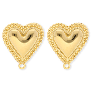 BY31&reg; Stainless Steel findings earrings&nbsp;/&nbsp;earpins heart with loop Gold
