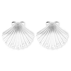 BY31&reg; Stainless Steel findings earrings&nbsp;/&nbsp;earpins shell with 5 loops Silver
