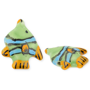 Beads ceramic fish Green-Orange-Blue-Black