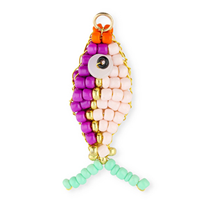 BY31&reg; Glass seed beads charms fish Purple-Light Pink-Gold-Mint Green