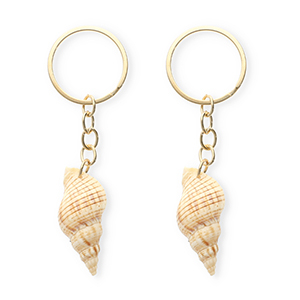 Keychain shell Beige Brown-Gold