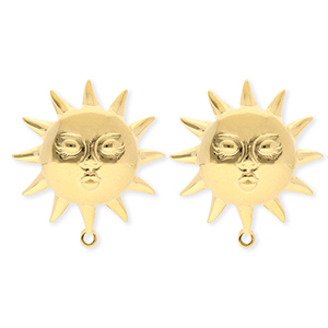 BY31&reg; Stainless Steel findings earrings&nbsp;/&nbsp;earpins sun with face with loop Gold